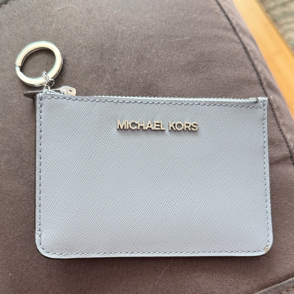 Michael Kors Light Gray(blue undertone) Zip Pouch